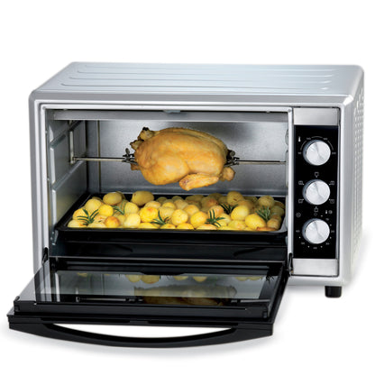 KENWOOD 45L Toaster Oven - Oven Toaster Grill Large Capacity Double Glass Door Multifunctional with Rotisserie and Convection Function for Grilling, Toasting, Broiling, Baking, Defrosting MOM45 Silver