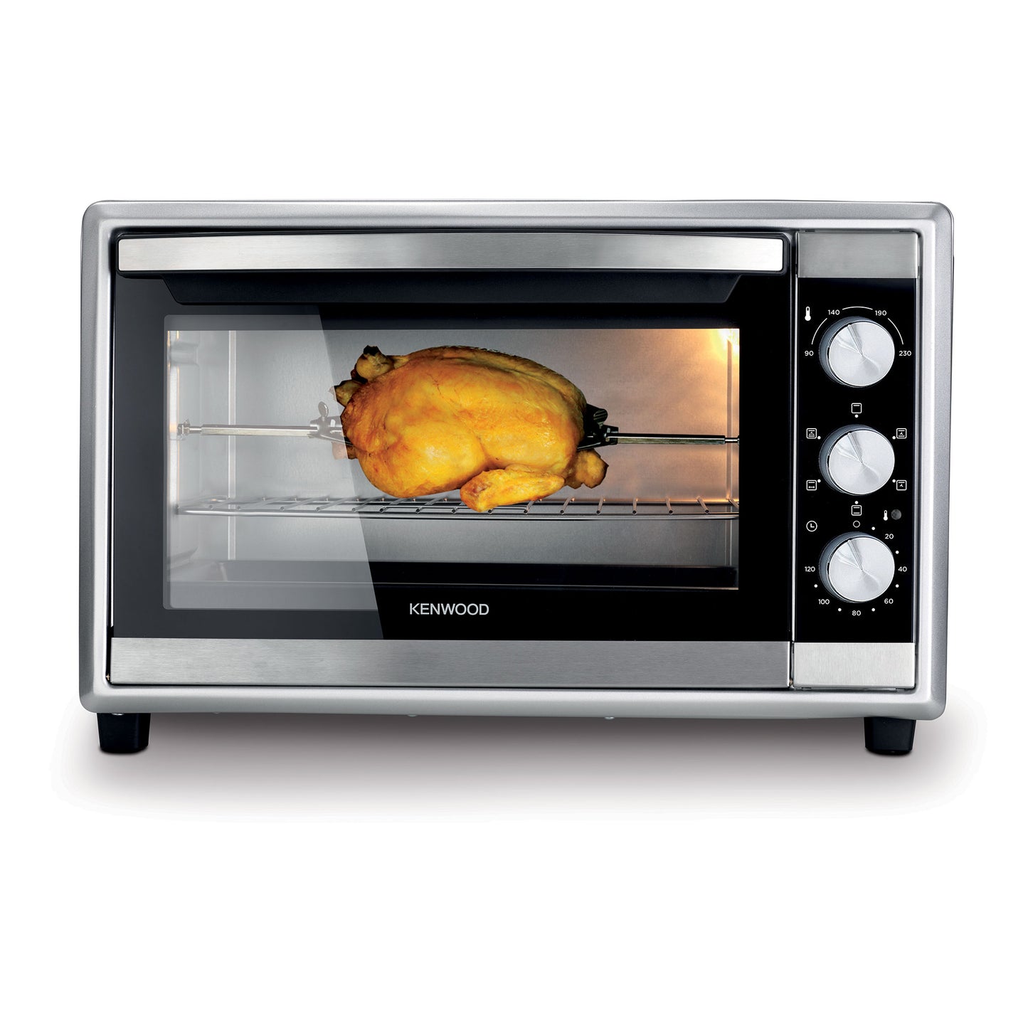 Kenwood 56L Toaster Oven Oven Toaster Grill Large Capacity Double Glass Door Multifunctional With Rotisserie And Convection Function For Grilling, Silver, Stainless Steal, MOM56.000SS