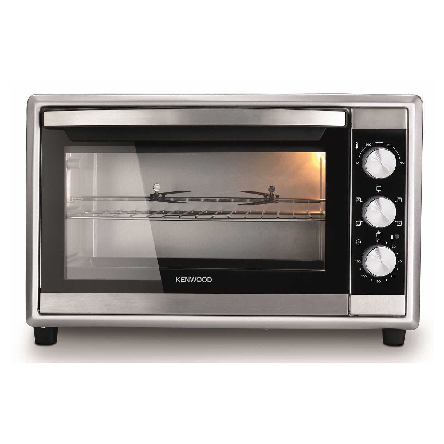 KENWOOD 70L Toaster Oven - Oven Toaster Grill Large Capacity Double Glass Door Multifunctional with Rotisserie and Convection Function for Grilling, Toasting, Broiling, Baking, Defrosting MOM70 Silver