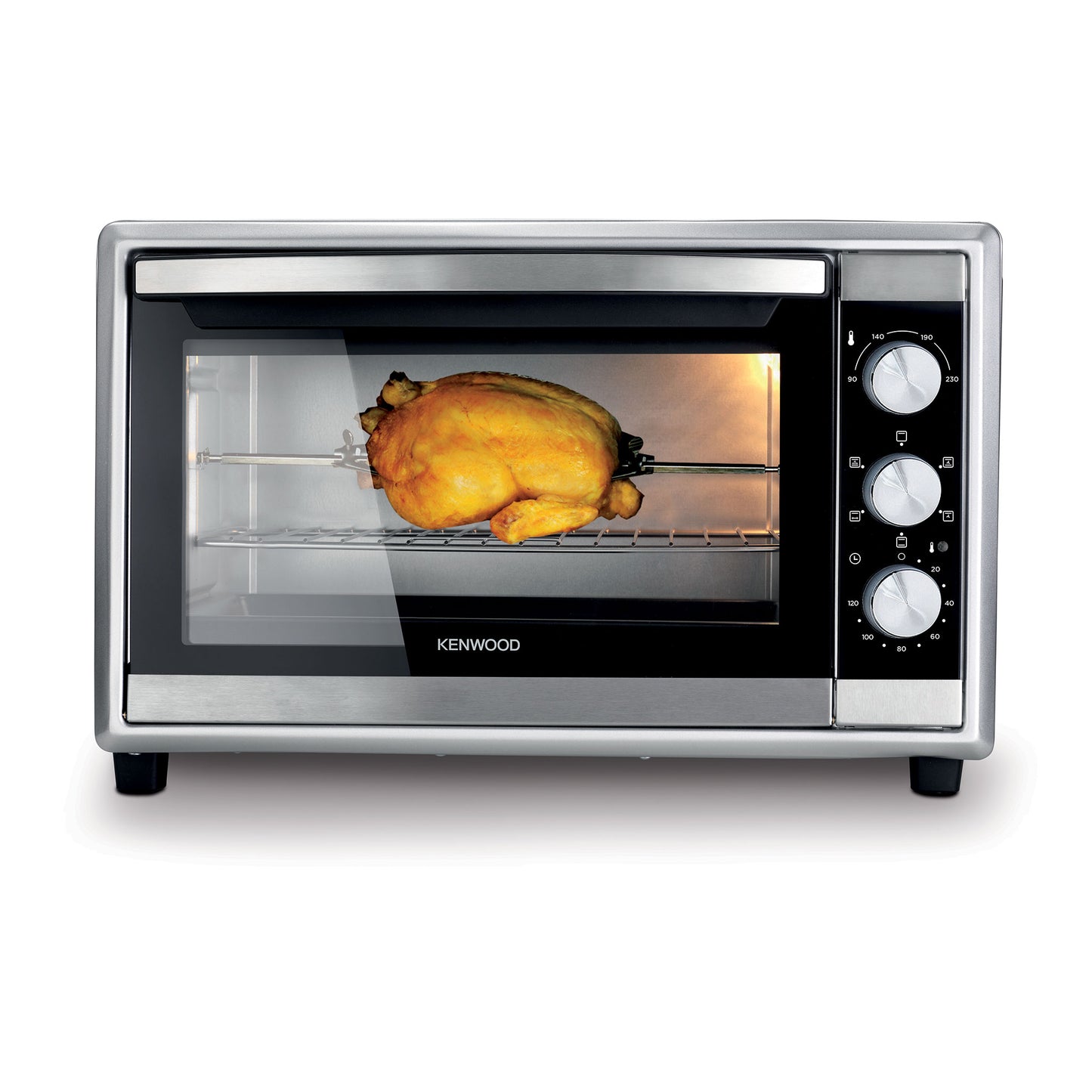 KENWOOD 70L Toaster Oven - Oven Toaster Grill Large Capacity Double Glass Door Multifunctional with Rotisserie and Convection Function for Grilling, Toasting, Broiling, Baking, Defrosting MOM70 Silver