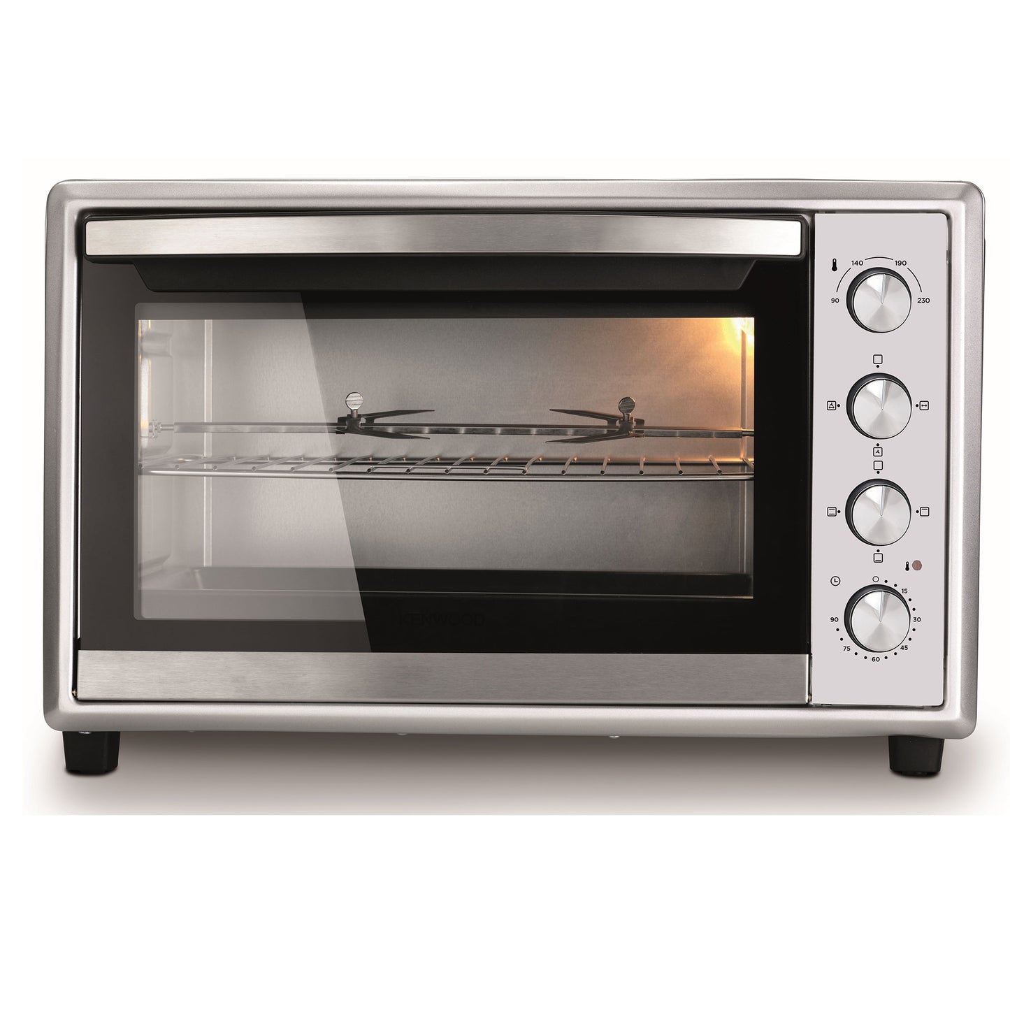 KENWOOD 100L Toaster Oven - Oven Toaster Grill Large Capacity Double Glass Door Multifunctional with Rotisserie and Convection Function for Grilling, Toasting, Broiling, Baking,Defrosting MOM99 Silver