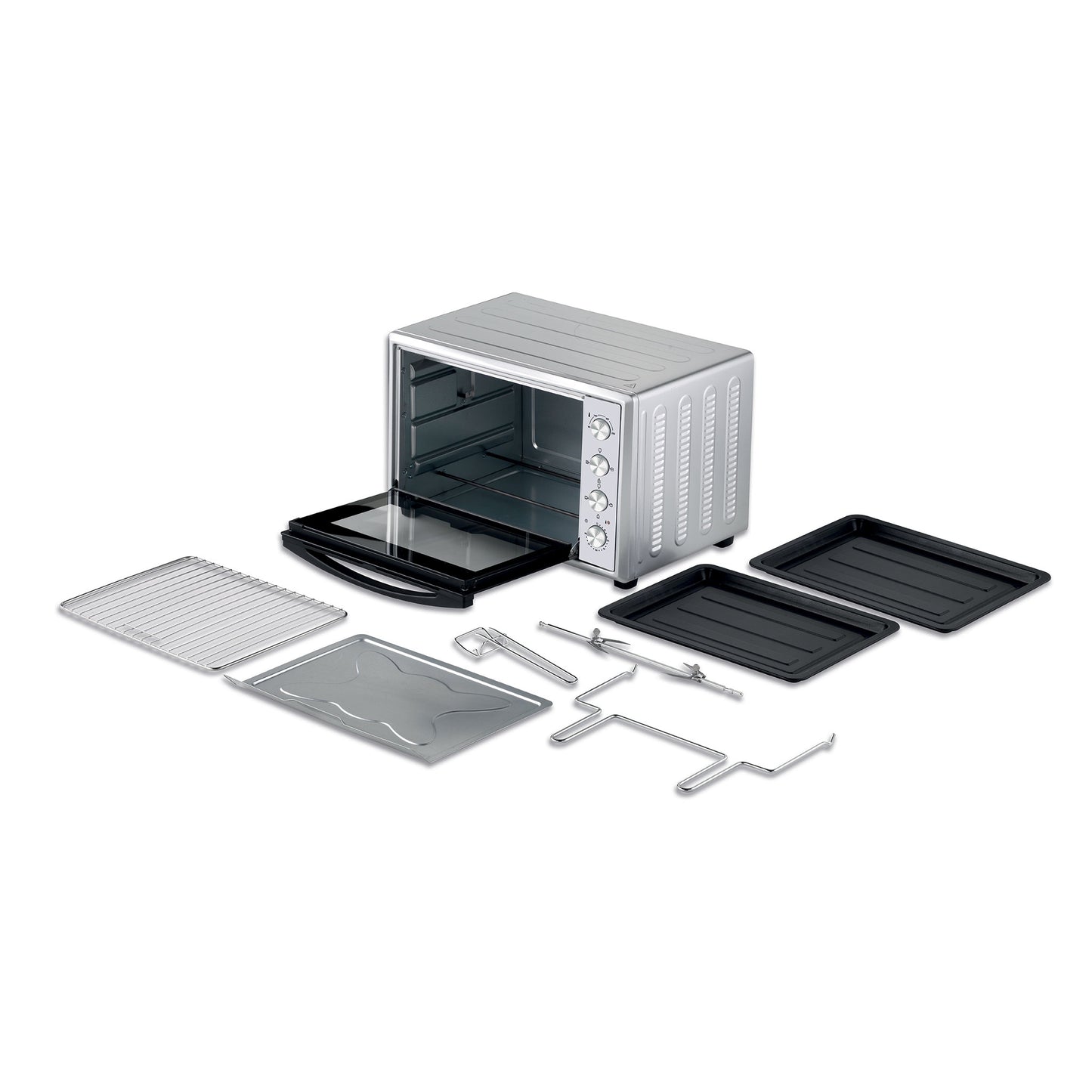 KENWOOD 100L Toaster Oven - Oven Toaster Grill Large Capacity Double Glass Door Multifunctional with Rotisserie and Convection Function for Grilling, Toasting, Broiling, Baking,Defrosting MOM99 Silver