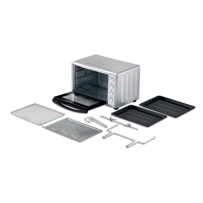 KENWOOD 100L Toaster Oven - Oven Toaster Grill Large Capacity Double Glass Door Multifunctional with Rotisserie and Convection Function for Grilling, Toasting, Broiling, Baking,Defrosting MOM99 Silver