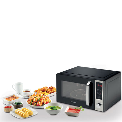 KENWOOD 25L Microwave Oven with Grill, Digital Display, 5 Power Levels, Defrost Function, Stainless Steel, Auto Menu, 95 Minutes Timer, Clock Function 800W MWM25.000BK Black/Silver