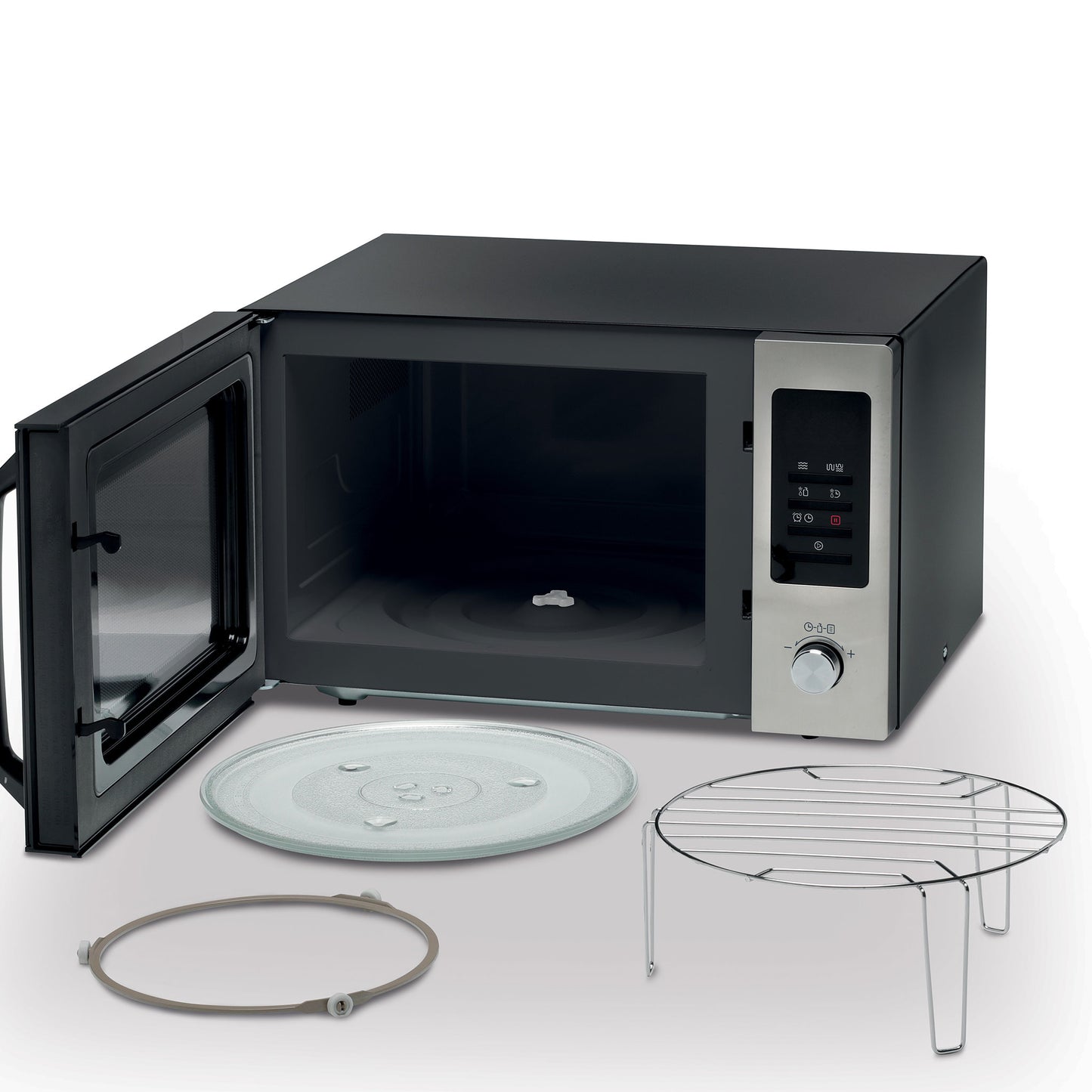 KENWOOD 30L Microwave Oven with Grill, Digital Display, 5 Power Levels, Defrost Function, Stainless Steel, Auto Menu, 95 Minutes Timer, Clock Function 1000W MWM30.000BK Black/Silver