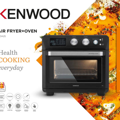 Kenwood 2-in-1 25L Toaster Oven+Air Fryer - Oven Toaster Grill with Large Capacity, Rotisserie Function for Frying, Roasting, Grilling, Broiling, Baking, Browning, Defrosting, Heating MOA25.600BK Black