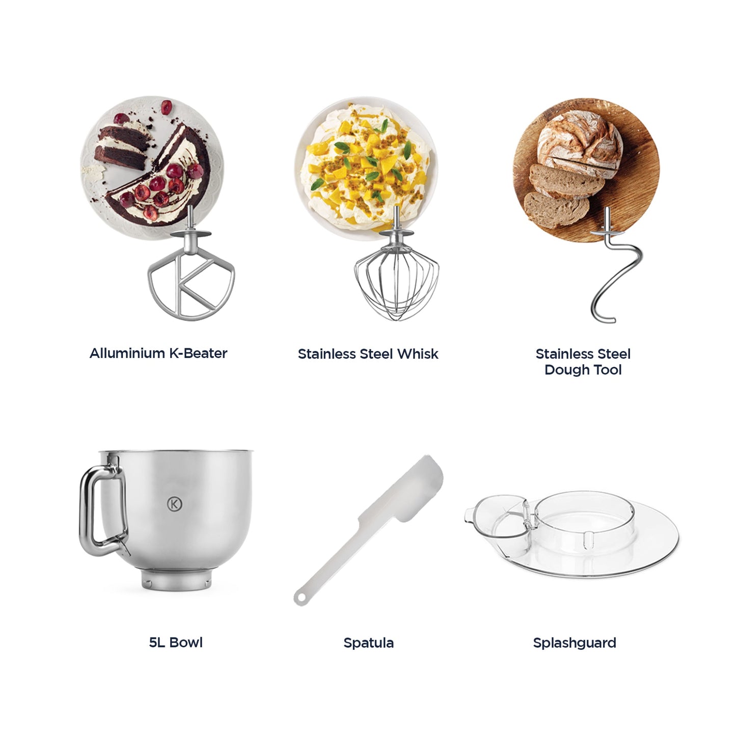 KENWOOD Stand Mixer PREMIUM Kitchen Machine kMix 1000W with 5L Stainless Steel Bowl, K-Beater, Whisk, Dough Hook, Splashguard, Spatula, Unique Fold Function, Smart Speed Control KMX750