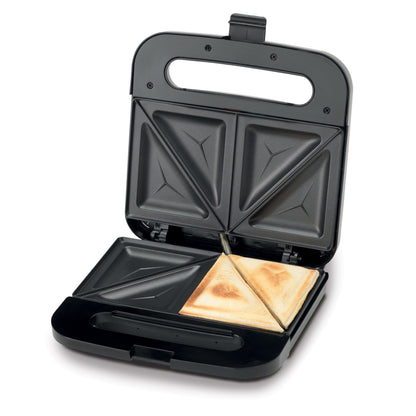 KENWOOD Sandwich Maker with Non Stick Fixed Griddle Plates for Toasties, Grills, Sandwiches SMM00.000SI Black/Silver