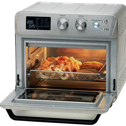 KENWOOD 2-in-1 25L Toaster Oven+Air Fryer-Oven Toaster Grill with Large Capacity, Rotisserie Function for Frying, Roasting, Grilling, Broiling, Baking, Browning, Defrosting, Heating MOA26.600SS Silver