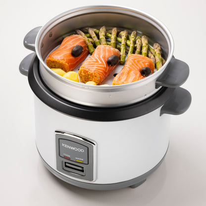 Kenwood 2-in-1 Rice Cooker 0.6L 3-Cup with Steamer Basket RCM06.000WH Rice Cooker – 450 W | 0.6 L Capacity | White Finish