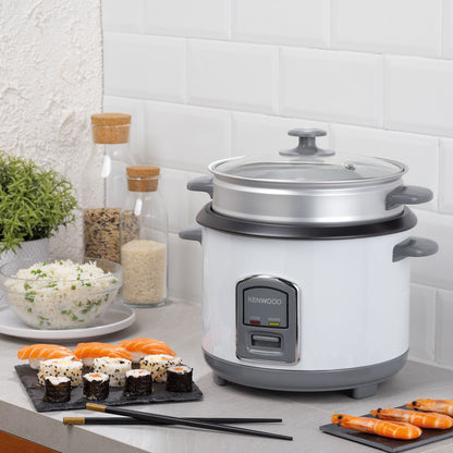Kenwood 2-in-1 Rice Cooker 1.8L 10-Cup with Steamer Basket RCM18.000WH Rice Cooker – 700 W | 1.8 L Capacity | White Finish