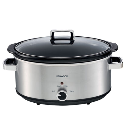 KENWOOD Slow Cooker 6.5L Slow Rice Cooker with 3 Heat Settings (Low, High & Warm), Preserves Flavour, Herbs & Spices are Absorbed Well, Meat Becomes Extremely Tender SCM70.000SS Silver