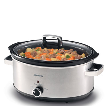 KENWOOD Slow Cooker 6.5L Slow Rice Cooker with 3 Heat Settings (Low, High & Warm), Preserves Flavour, Herbs & Spices are Absorbed Well, Meat Becomes Extremely Tender SCM70.000SS Silver
