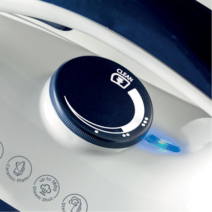 KENWOOD Steam Iron Steam Station 2600W with 1.8L Water Tank Capacity, Ceramic Soleplate, 180g Steam Shot, Anti Drip, Auto Shut Off, Self Clean Function SSP20.000WB White/Blue