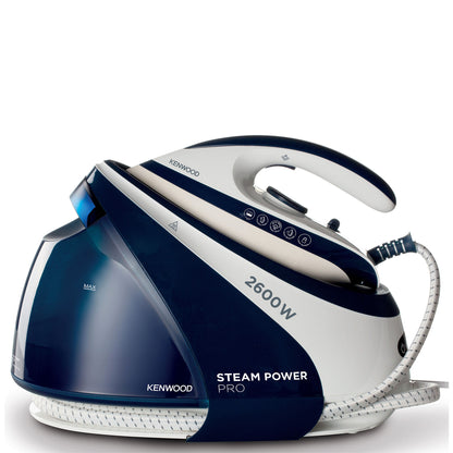 Kenwood Steam Iron Steam Station 2600W With 1.8L Water Tank Capacity, Ceramic Soleplate, 7 Bar Boiler Pressure, 600G Steam Shot, Anti Drip, Auto Shut Off, Self Clean SSP70.000WB White/Blue