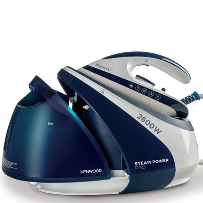 Kenwood Steam Iron Steam Station 2600W With 1.8L Water Tank Capacity, Ceramic Soleplate, 7 Bar Boiler Pressure, 600G Steam Shot, Anti Drip, Auto Shut Off, Self Clean SSP70.000WB White/Blue