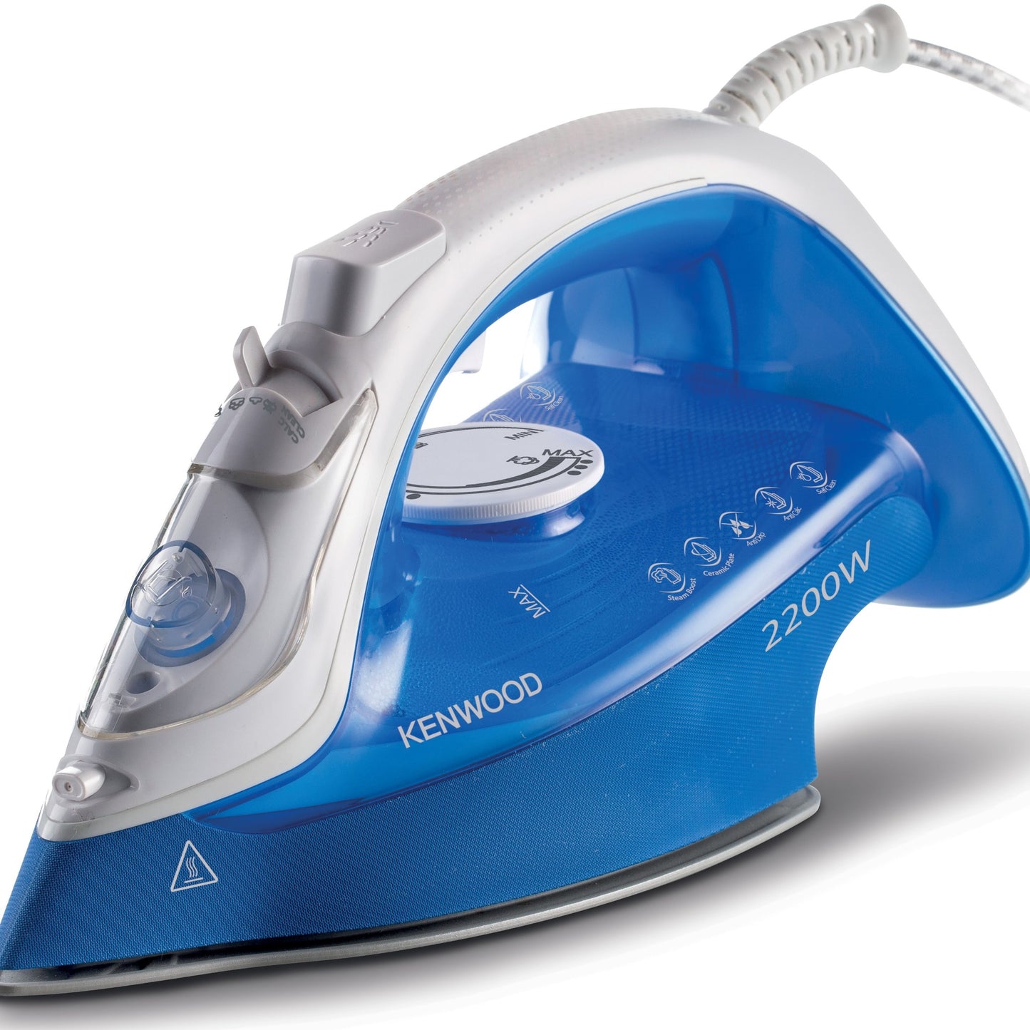 Kenwood Steam Iron 2200W with Ceramic Soleplate, Anti-Drip, Anti-Calc, Self Clean, Continuous Steam, Burst, Spray Function STP60.000WB White/Blue