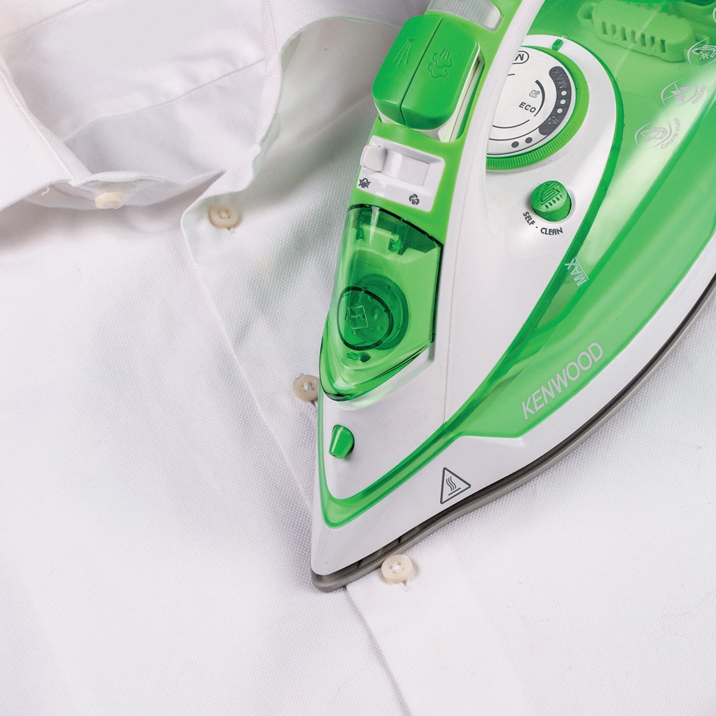 KENWOOD Steam Iron 2600W with Ceramic Soleplate, Anti-Drip, Anti-Calc, Self Clean, Continuous Steam, Burst, Spray Function STP70.000WG White/Green