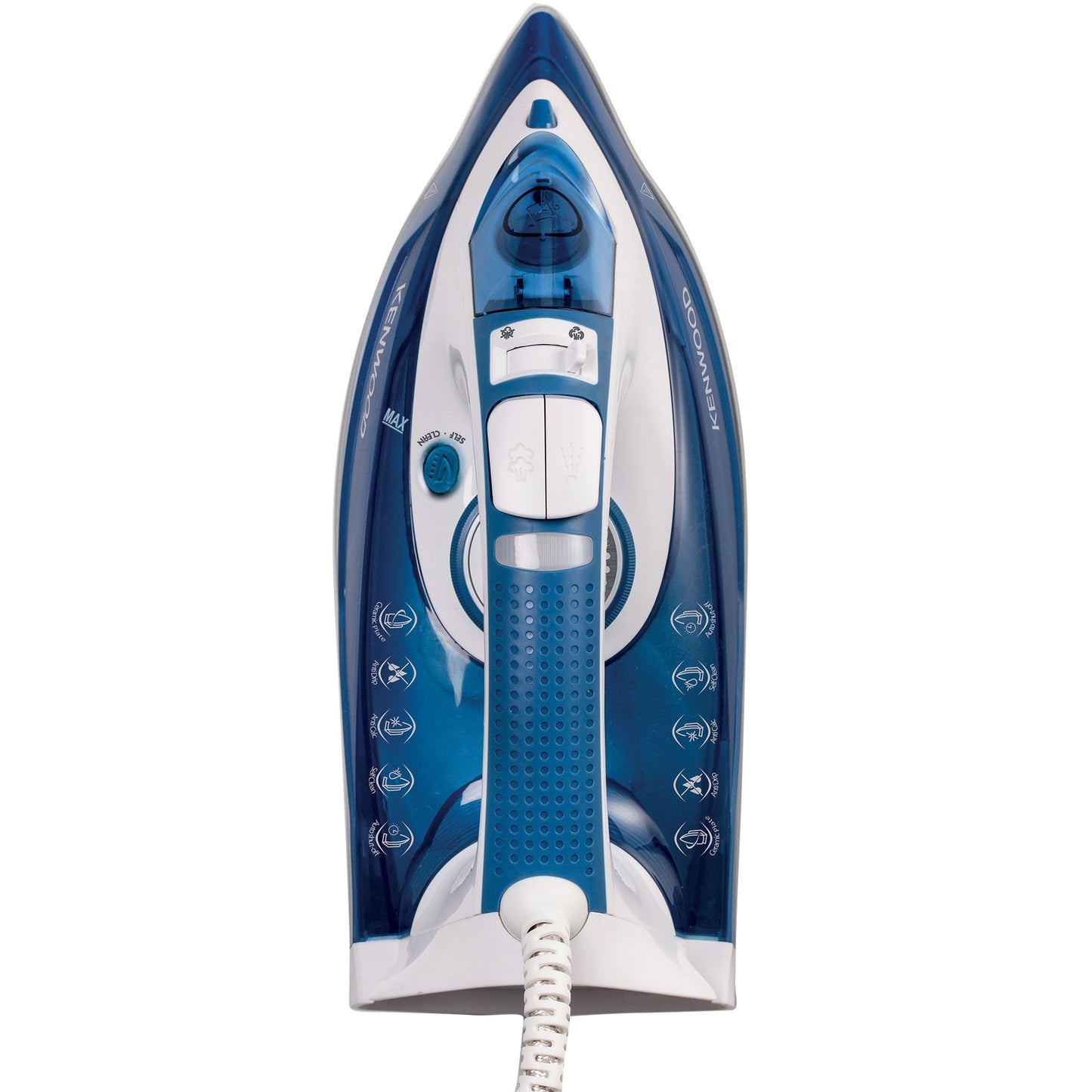 Kenwood Steam Iron 2600W with Ceramic Soleplate, Auto Shut-Off, Anti-Drip, Anti-Calc, Self Clean, Continuous Steam, Steam Burst, Spray Function STP75.000WB White/Blue
