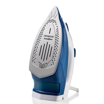 Kenwood Steam Iron 2600W with Ceramic Soleplate, Auto Shut-Off, Anti-Drip, Anti-Calc, Self Clean, Continuous Steam, Steam Burst, Spray Function STP75.000WB White/Blue