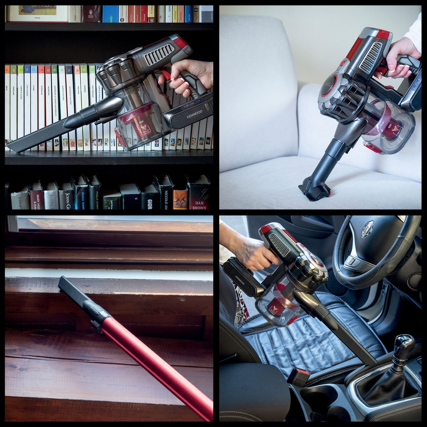 KENWOOD Cordless Vacuum Cleaner 2-in-1 Upright Stick Vacuum Cleaner + Handheld Vacuum Cleaner with 22.2V Li-ion Battery, 160W Suction Power, 45 Minutes Run Time for Multi Surface SVM12.000RD Red