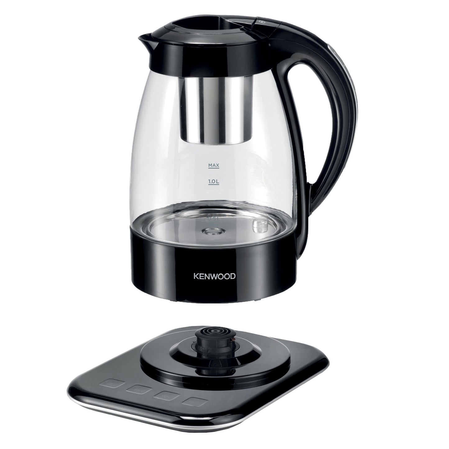Kenwood 3-In-1 Automatic Tea Maker + Electric Glass Kettle + Drip Coffee Maker 1.2L For Home And Office Tmg70.000Cl Black/Clear