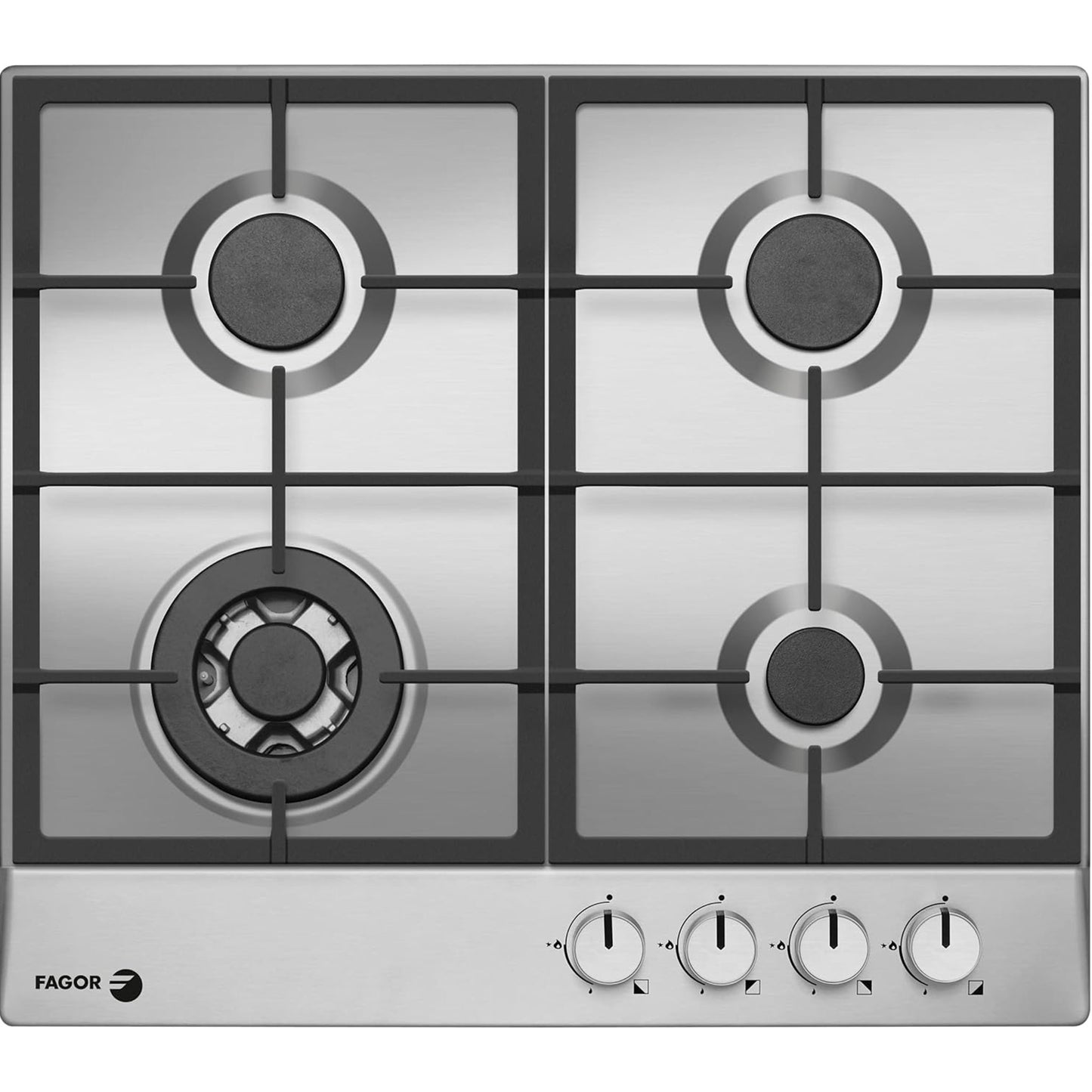 FAGOR Built-in Gas Cooktops, 4 Burners Stainless Steel Gas Hob 60X60 CM, Cast iron pan supports, HG-640RX Made in Poland