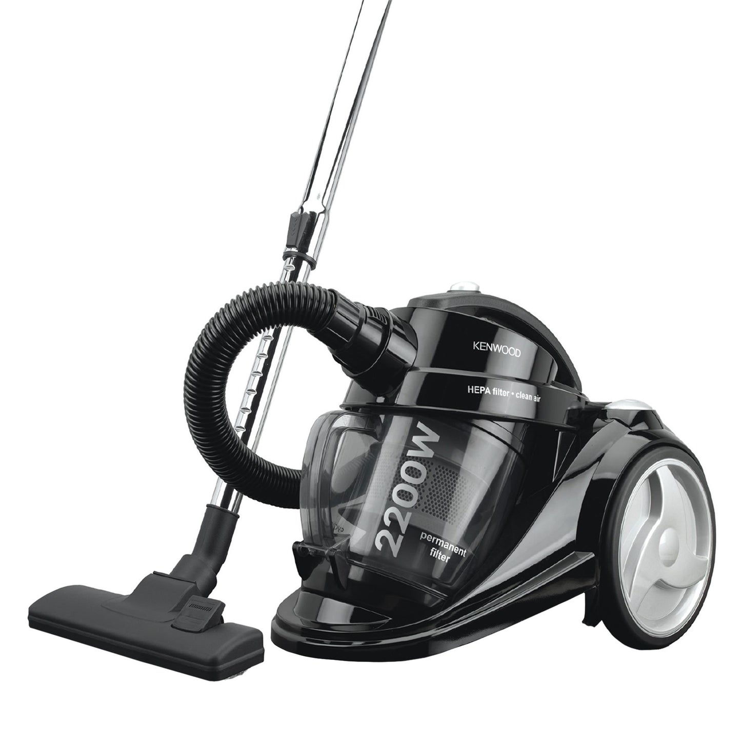 Kenwood Canister Vacuum Cleaner, Cyclonic With Hepa Filter, 2200Watts, VC7050, Black