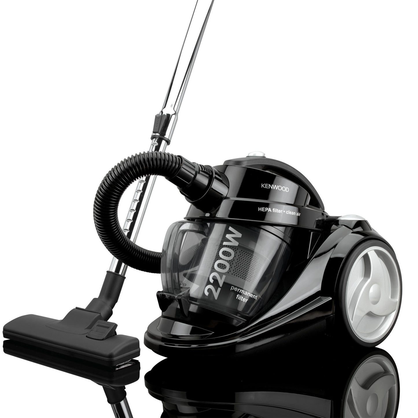 Kenwood Canister Vacuum Cleaner, Cyclonic With Hepa Filter, 2200Watts, VC7050, Black