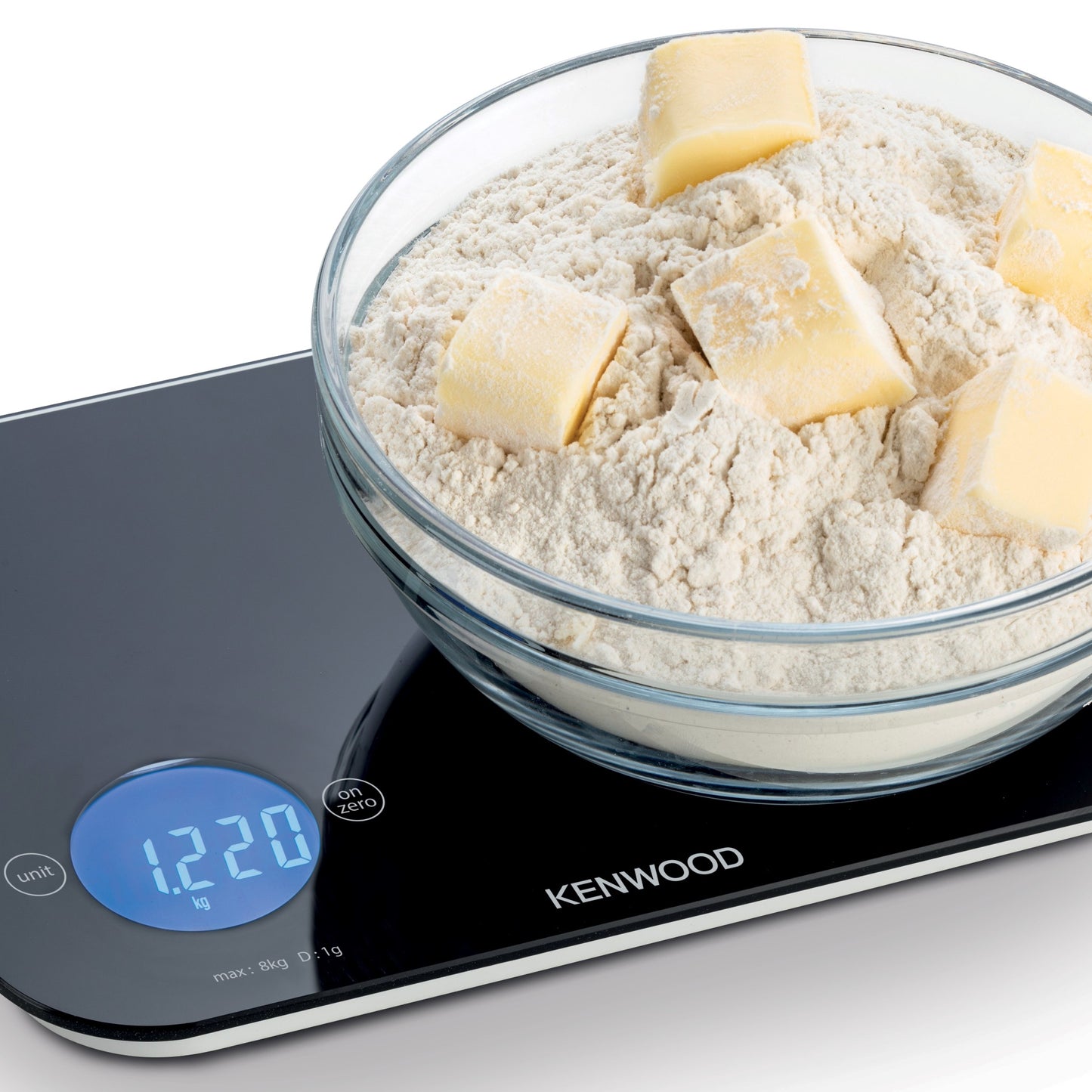 Kenwood Digital Kitchen Scale – 5 g to 8 kg Capacity | Black & White WEP50