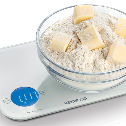 Kenwood Digital Kitchen Scale – 5 g to 8 kg Capacity | Black & White WEP50