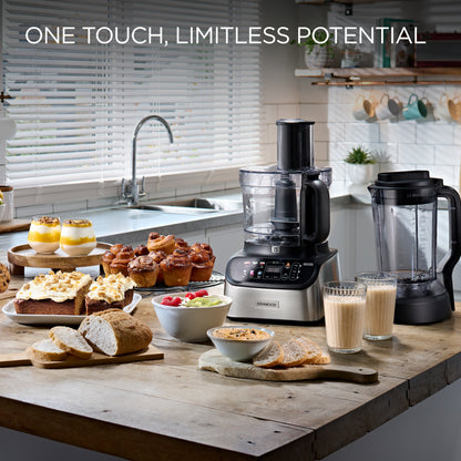Kenwood MultiPro OneTouch Food Processor with Digital Scales, Powerful 1.5L Blender & Express Serve™ – 6 OneTouch™ Presets, Ice Crush Technology, EverSharp™ Blades, 3L Bowl – Brushed Metal FDM73.980SS