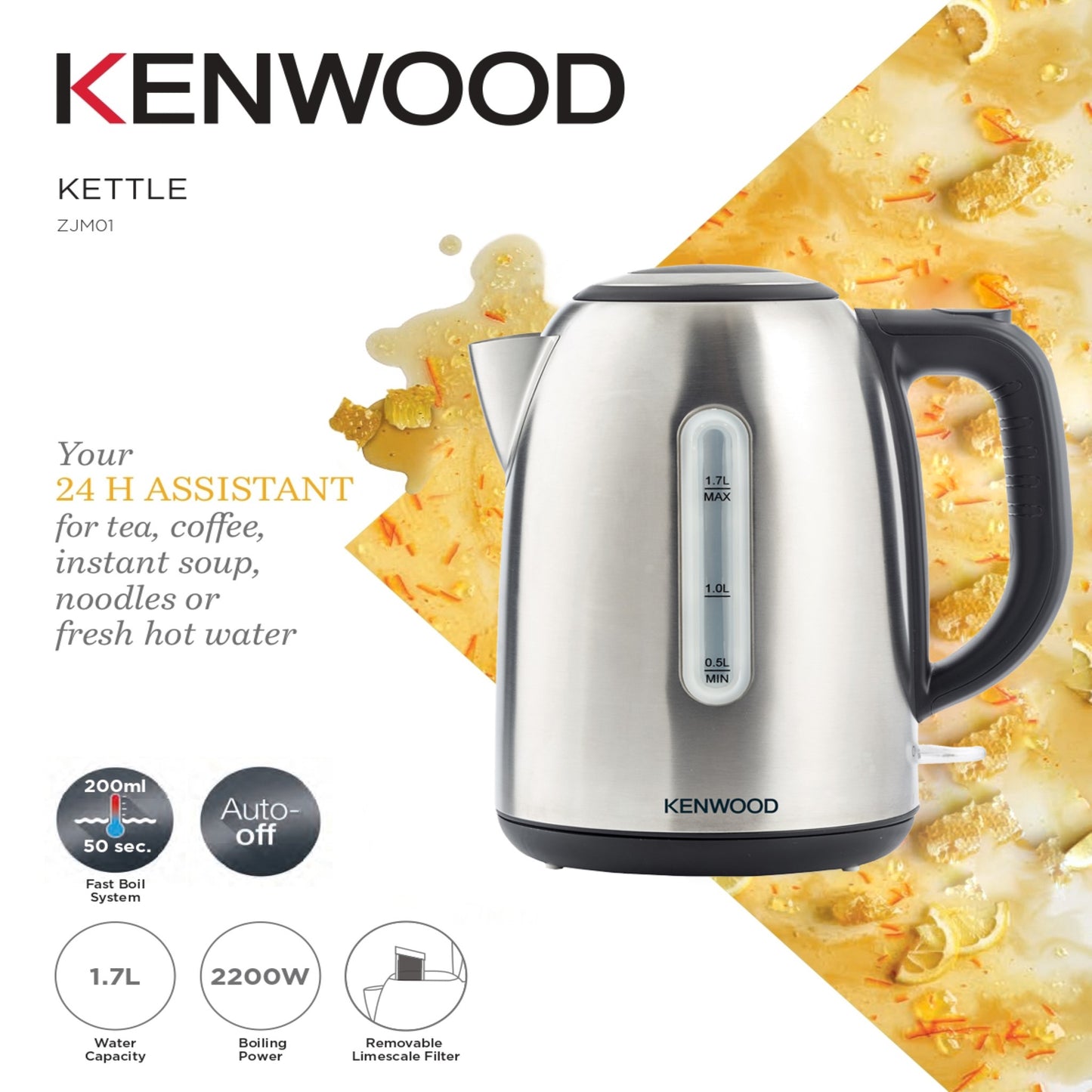 Kenwood 1.7 L Kettle – Silver / Stainless | 2150 W ZJM01.A0BK