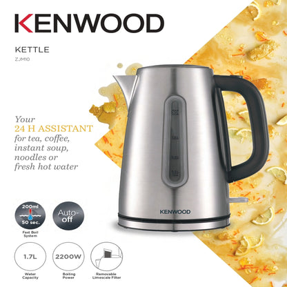 Kenwood  1.7 L Electric Kettle – 2200 W | Removable Mesh Filter | ZJM10.000SS Silver/Black