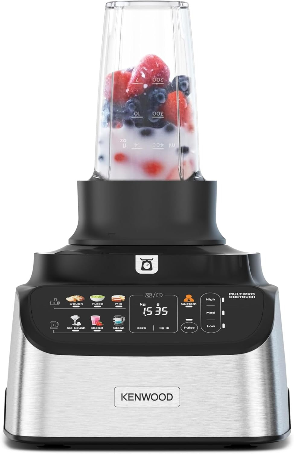 Kenwood MultiPro OneTouch Food Processor with Digital Scales, Powerful 1.5L Blender & Express Serve™ – 6 OneTouch™ Presets, Ice Crush Technology, EverSharp™ Blades, 3L Bowl – Brushed Metal FDM73.980SS