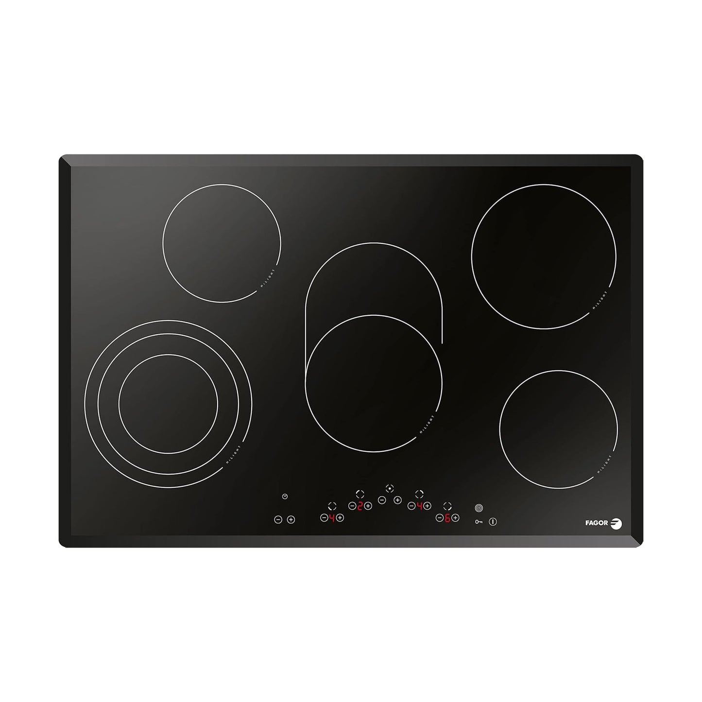 Fagor HC-9000B 90cm Ceramic Electric Hob with 5 High Speed Cooking Zones, Black